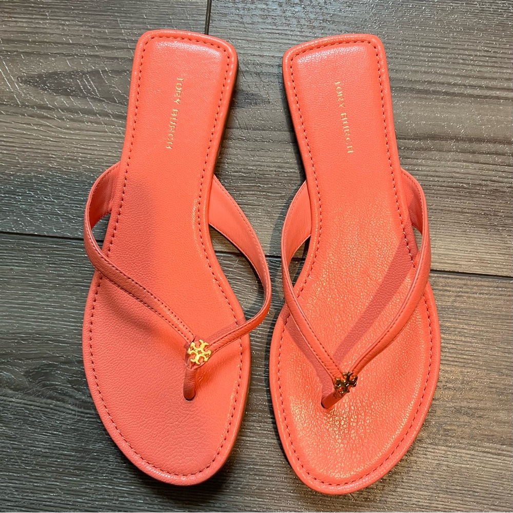 New Tory Burch Women's Classic Flip Flop Coral Crush 7.5 Medium